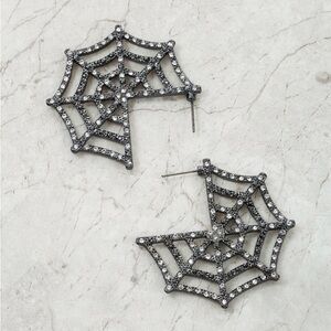Spider Web Earrings with Rhinestones